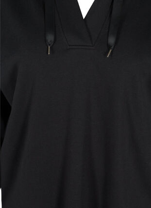 Sweatshirt met capuchon en split, Black, Packshot image number 2