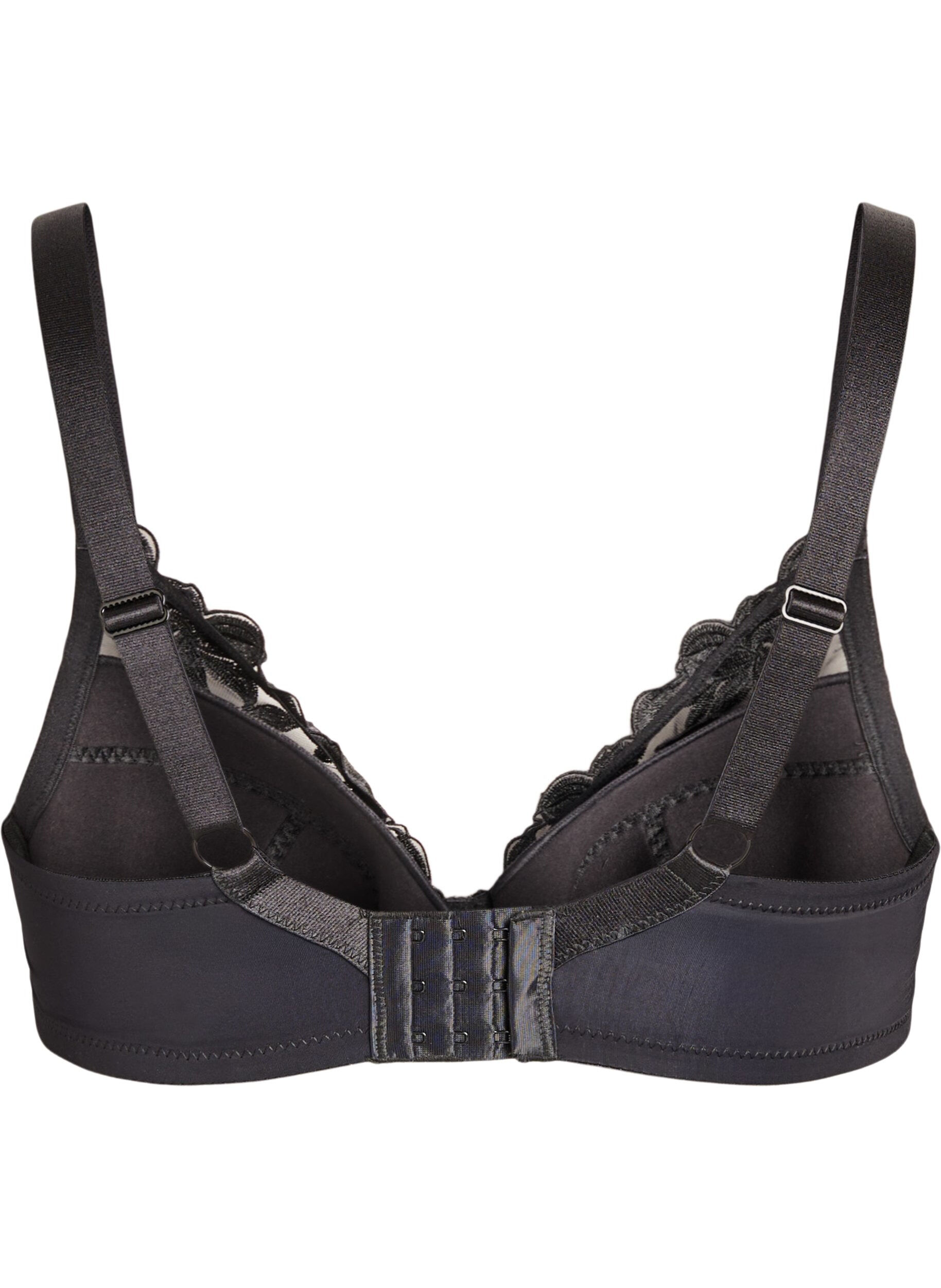 Zizzi Gewatteerde beugelbeha met borduursel, Zwart, Packshot image number 1