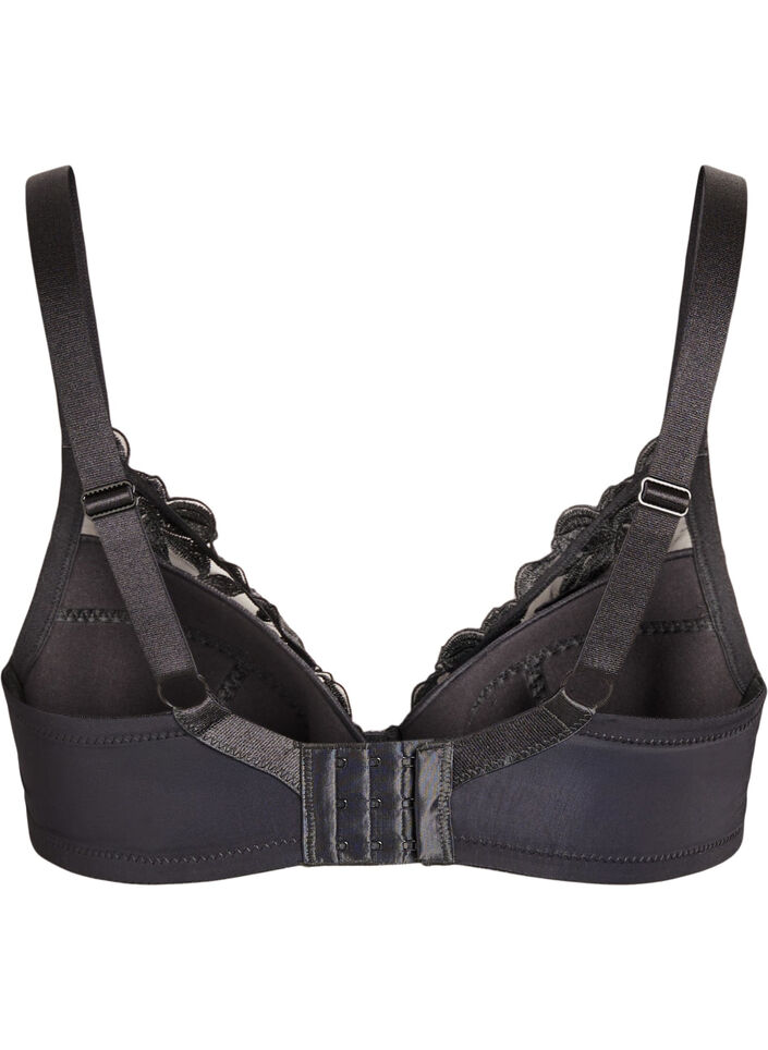 Gewatteerde beugelbeha met borduursel, Zwart, Packshot image number 1