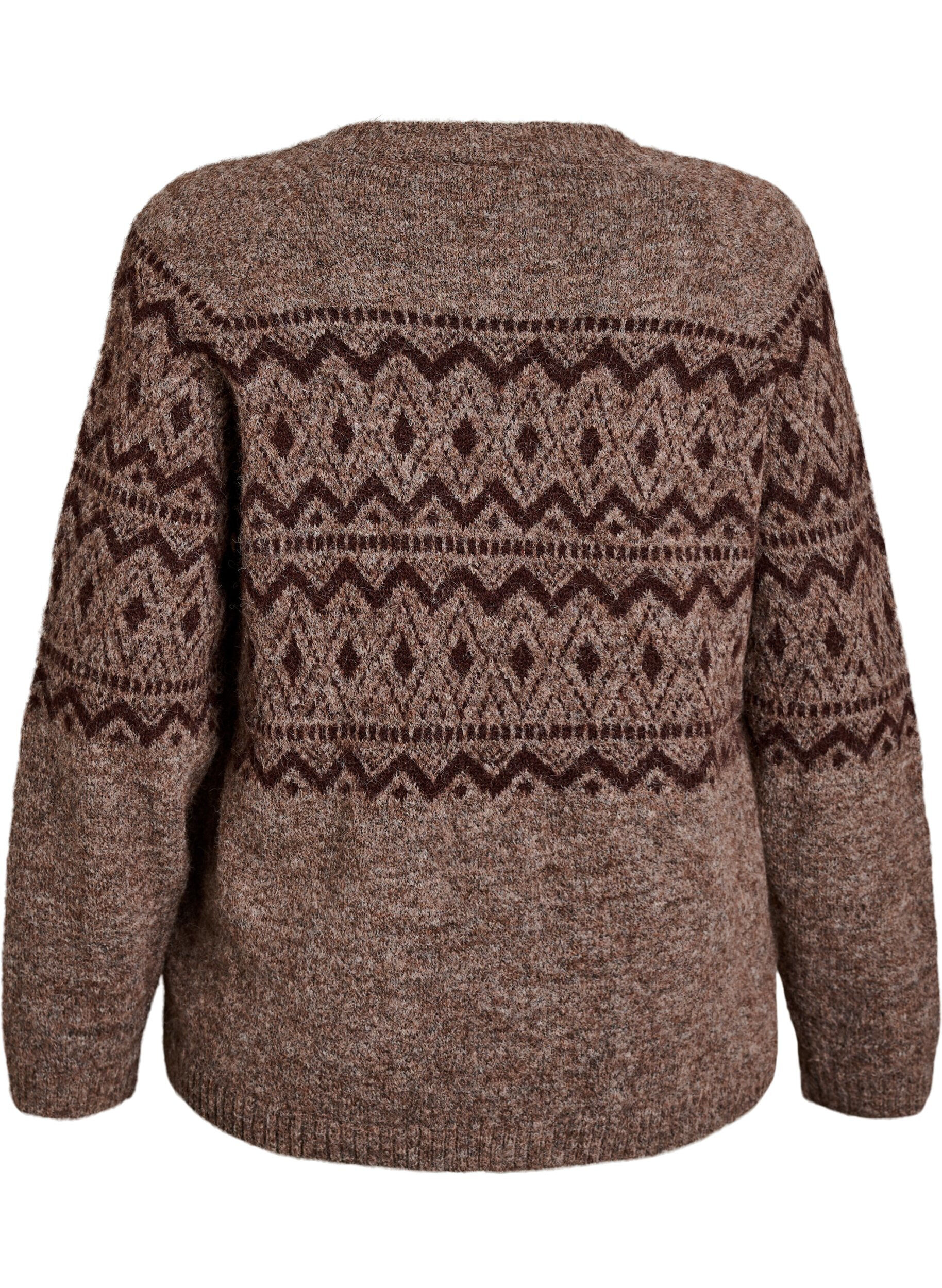 ZizziVest met jacquardpatroon, Bruin, Packshot image number 1