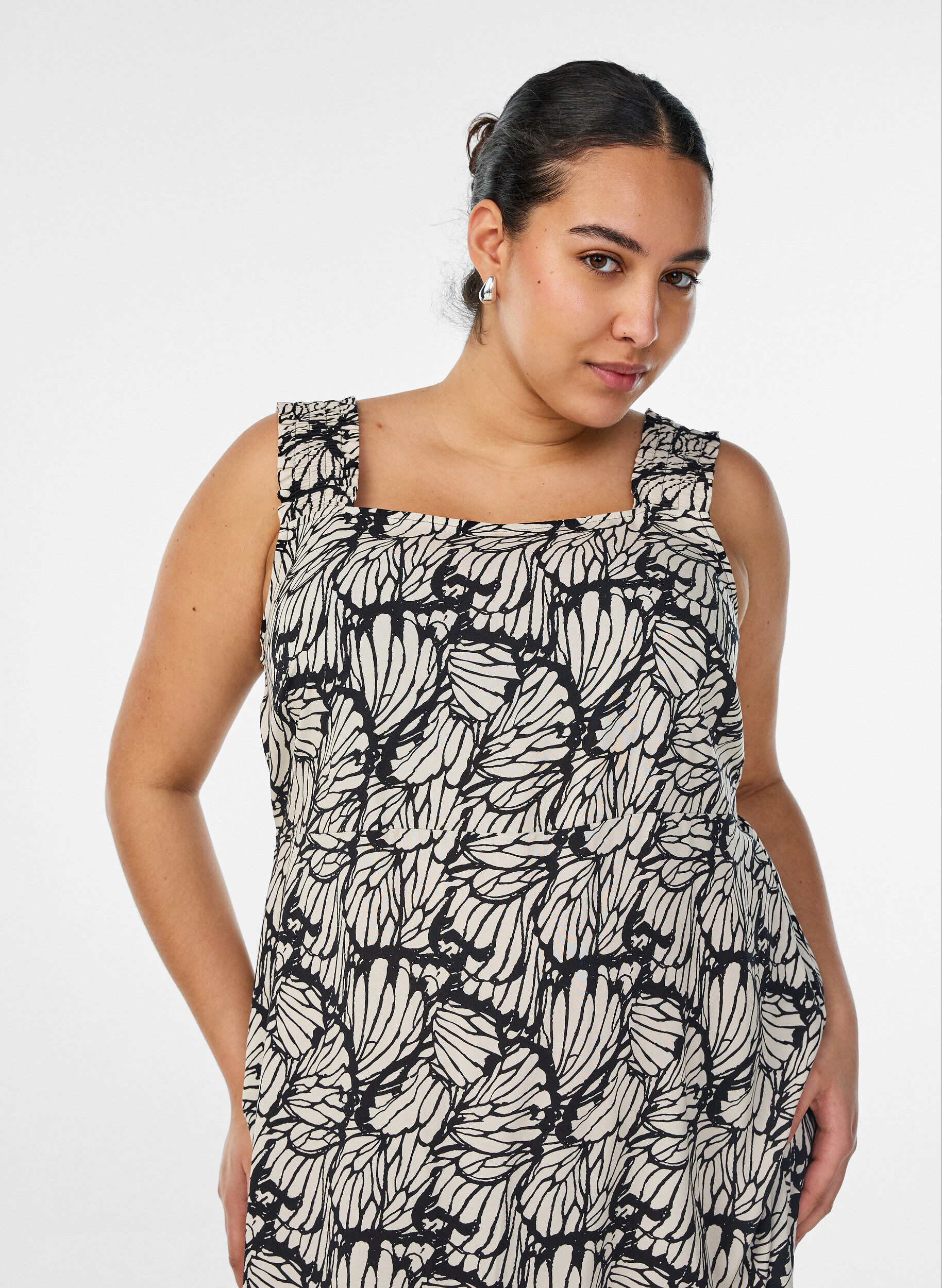ZizziZomerjurk met brede bandjes, Zwart, Model image number 2