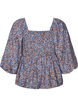 Blouse met smock en vierkante halslijn, Blauw, Packshot image number 1