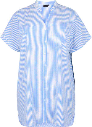 Gestreept overhemd met borstzakken, Light Blue Stripe , Packshot image number 0