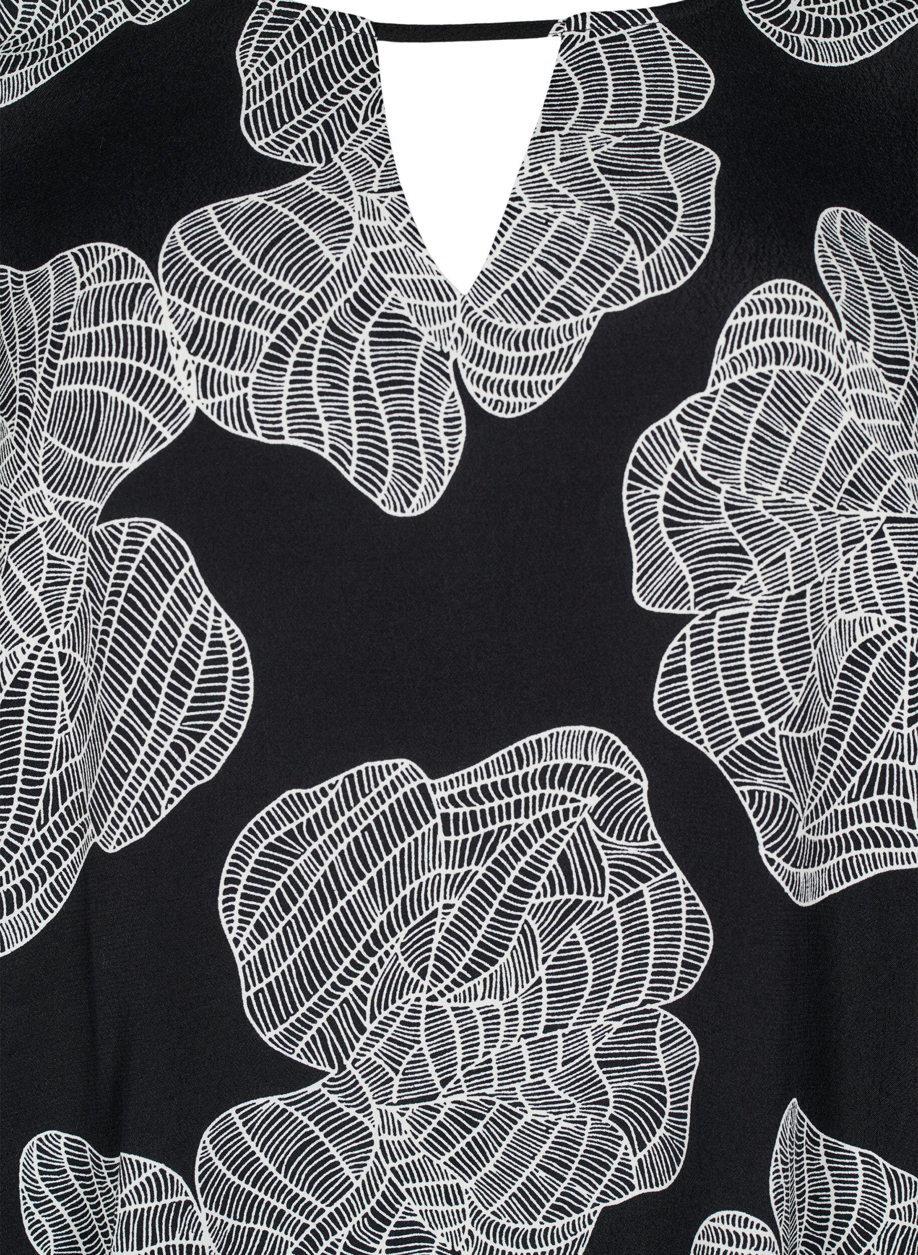 Zizzi Korte mouw visrose Blouse met print, Zwart, Packshot image number 2