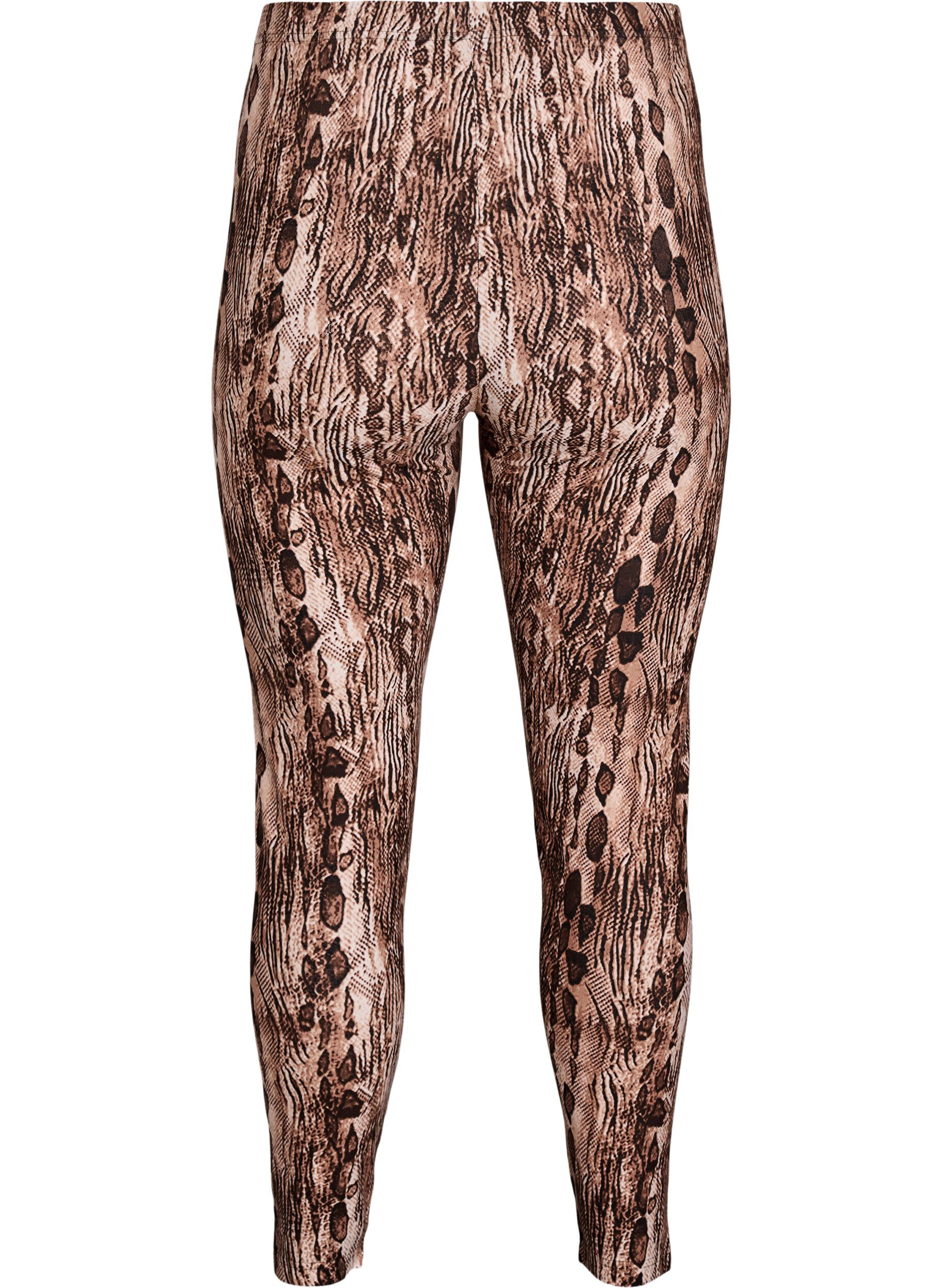 Zizzi Viscose leggings met zebraprint, Bruin, Packshot image number 1