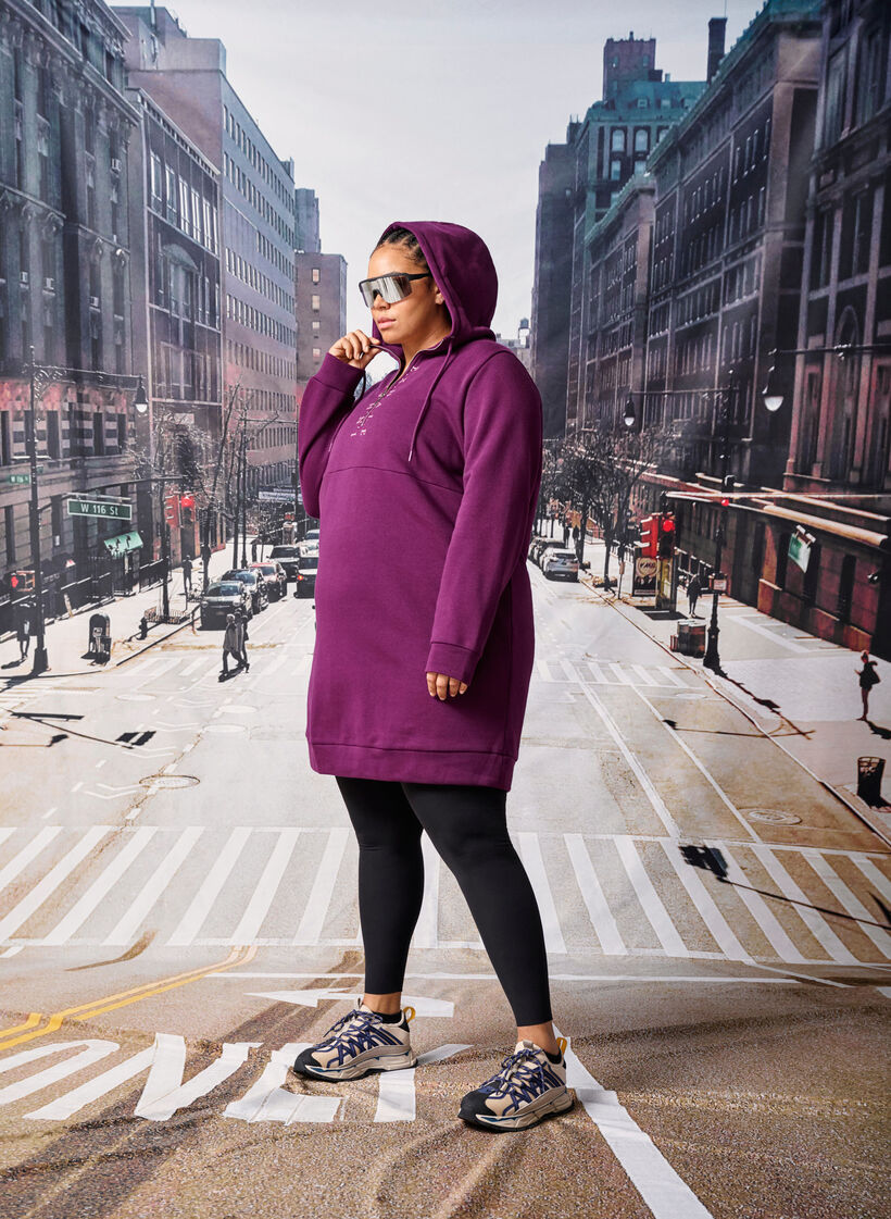 Sportieve sweatshirtjurk met capuchon, Pickled Beet/SilverP, Image image number 0