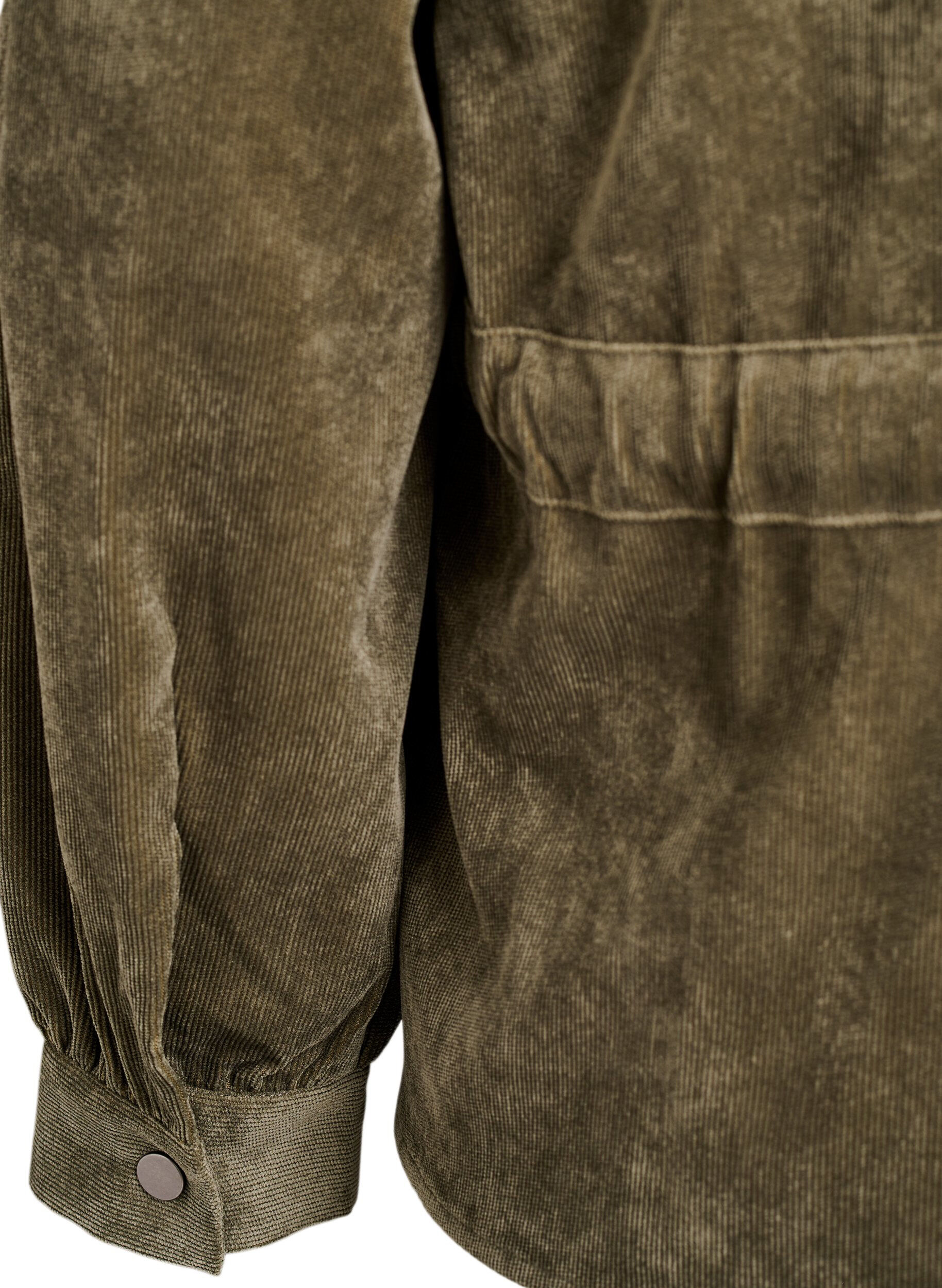 Zizzi Corduroy shacket met strikceintuur en zakken, Groen, Packshot image number 3