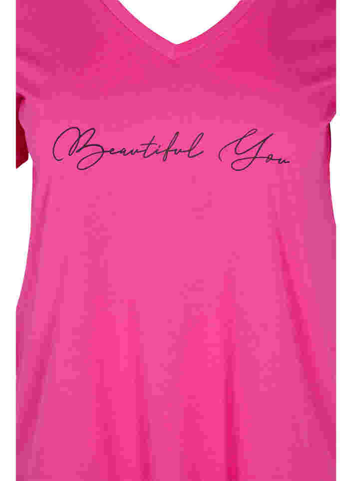 Katoenen t-shirt met korte mouwen en print, Magenta Beautiful, Packshot image number 2