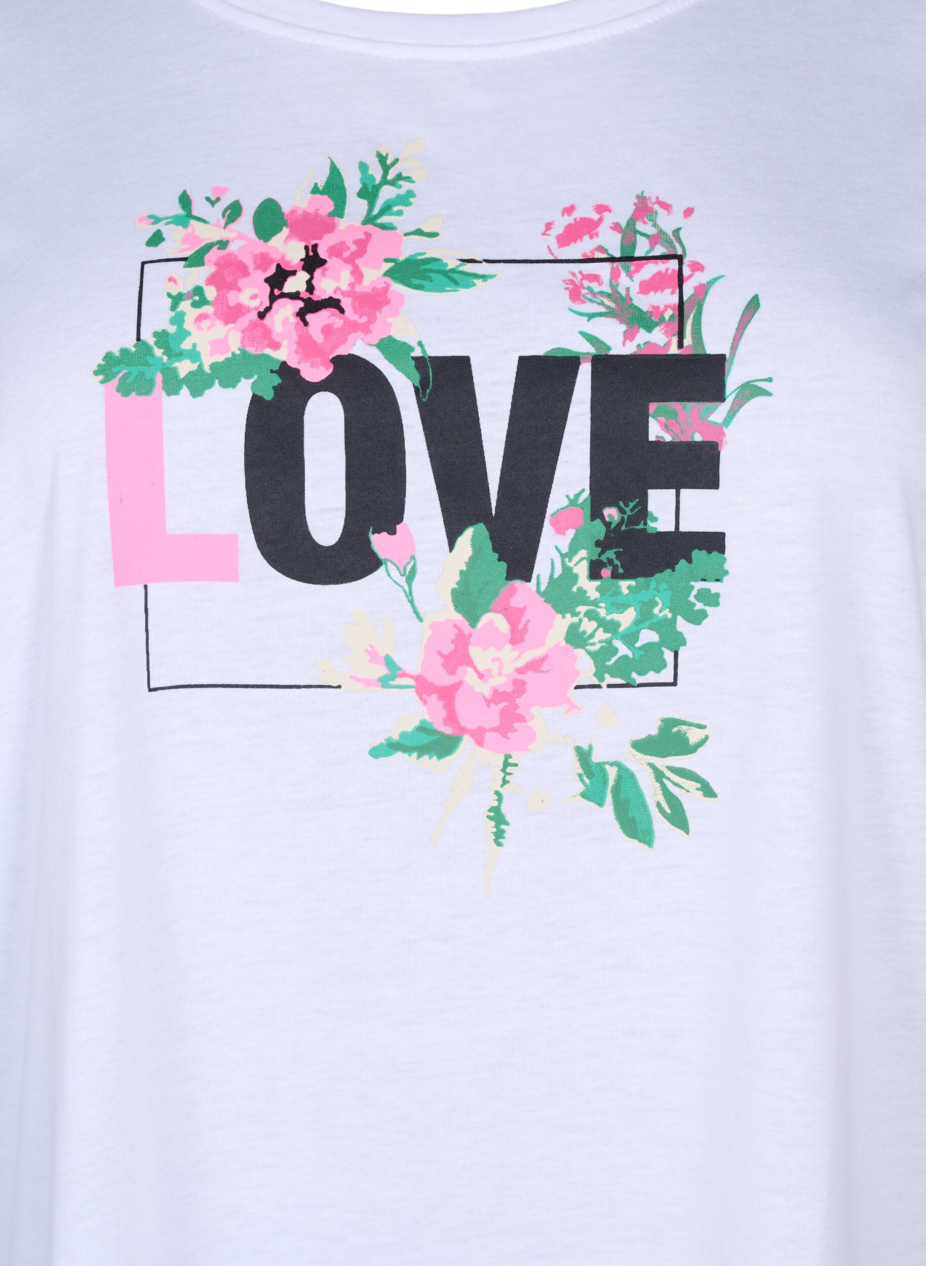 Zizzi FLASH - T-shirt met motief, Bright White Love, Packshot image number 2