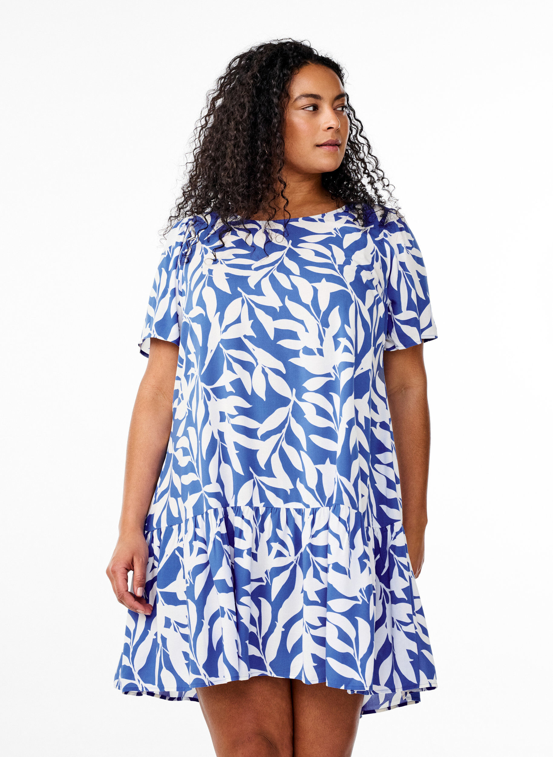 Zizzi FLASH - Jurk van viscose met coupenaad, Blauw, Model image number 0