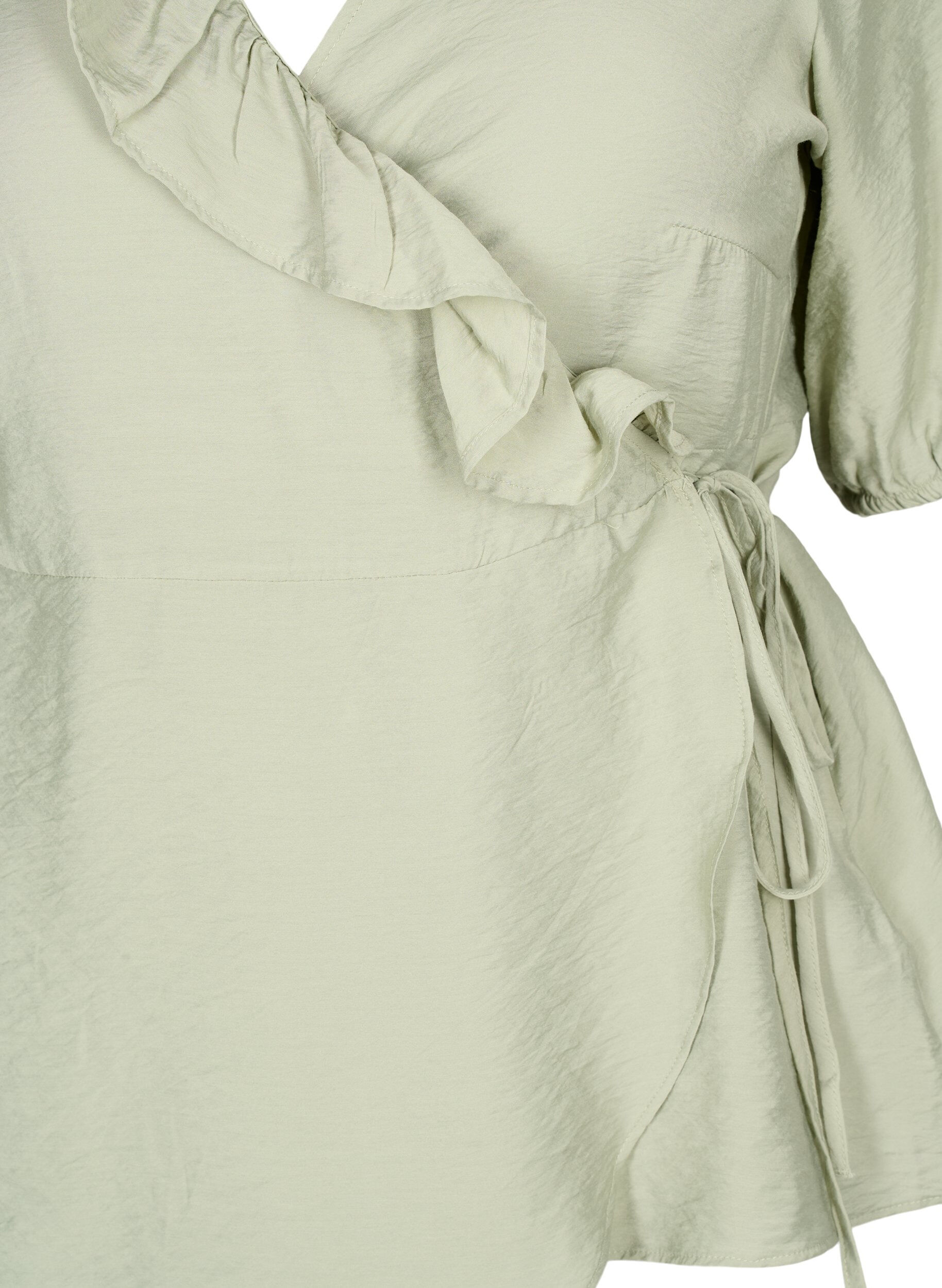 Zizzi Wikkelblouse van viscose met korte mouw, Seagrass , Packshot image number 2