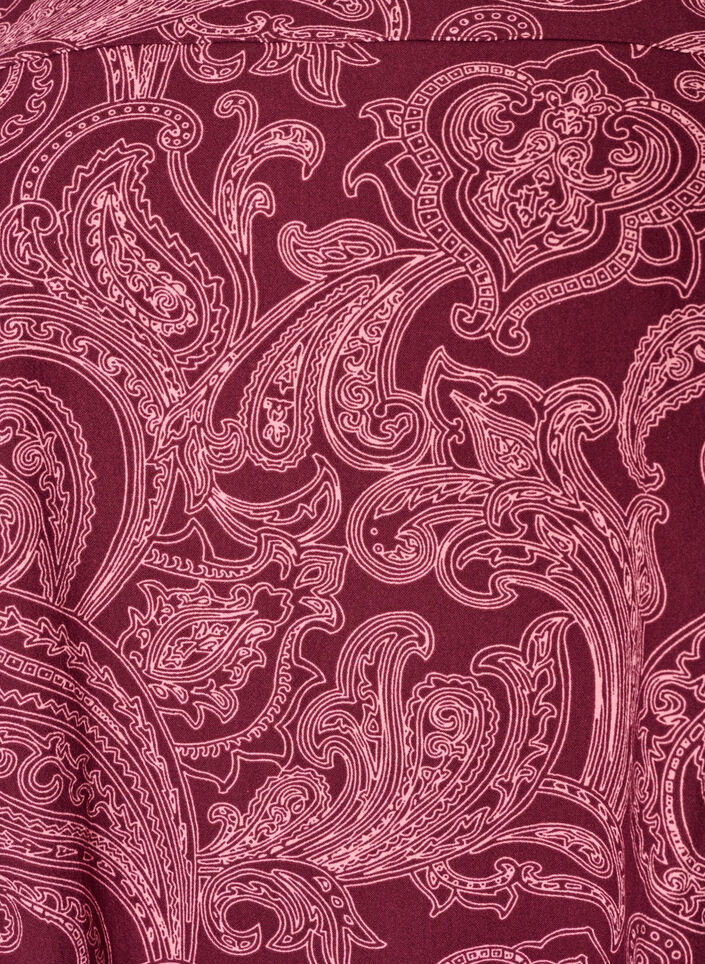 Korte katoenen jurk met een elastische zoom en lange mouwen, Donker Bordeaux, Packshot image number 2