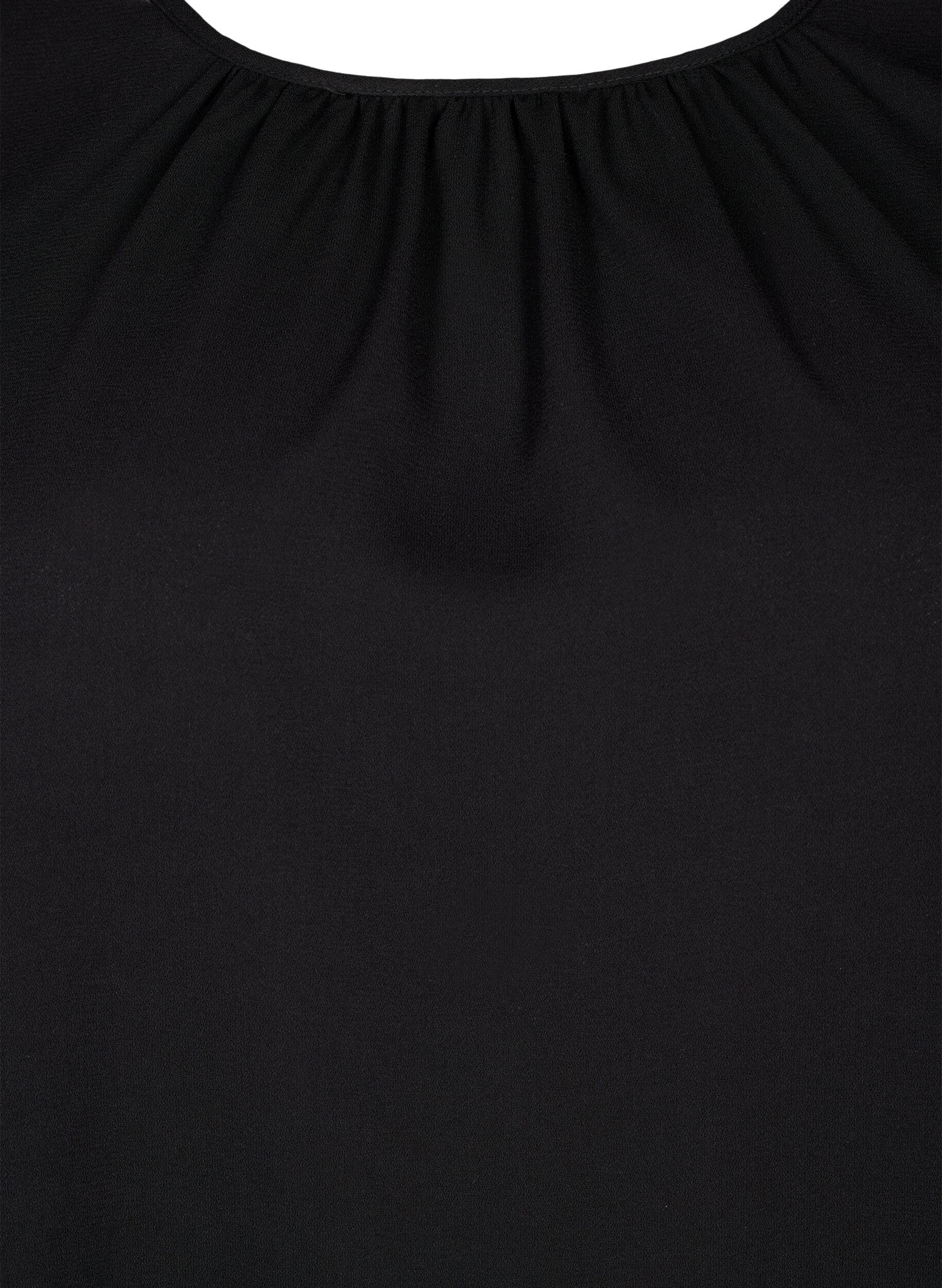 Zizzi Blouse met lange mouwen en gehaakte details, Black, Packshot image number 2