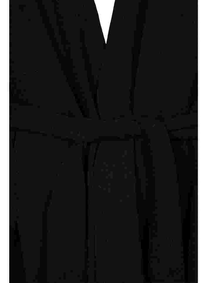 Wikkelblouse met bandje en lurex, Black w. Black, Packshot image number 2