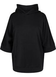 Sweatshirt met capuchon en 3/4 mouwen, Black