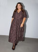 Midi-jurk met bloemenjacquard, Bruin, Model image number 0