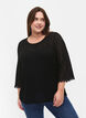 Gebreide top met 3/4 mouwen, Black, Model image number 0