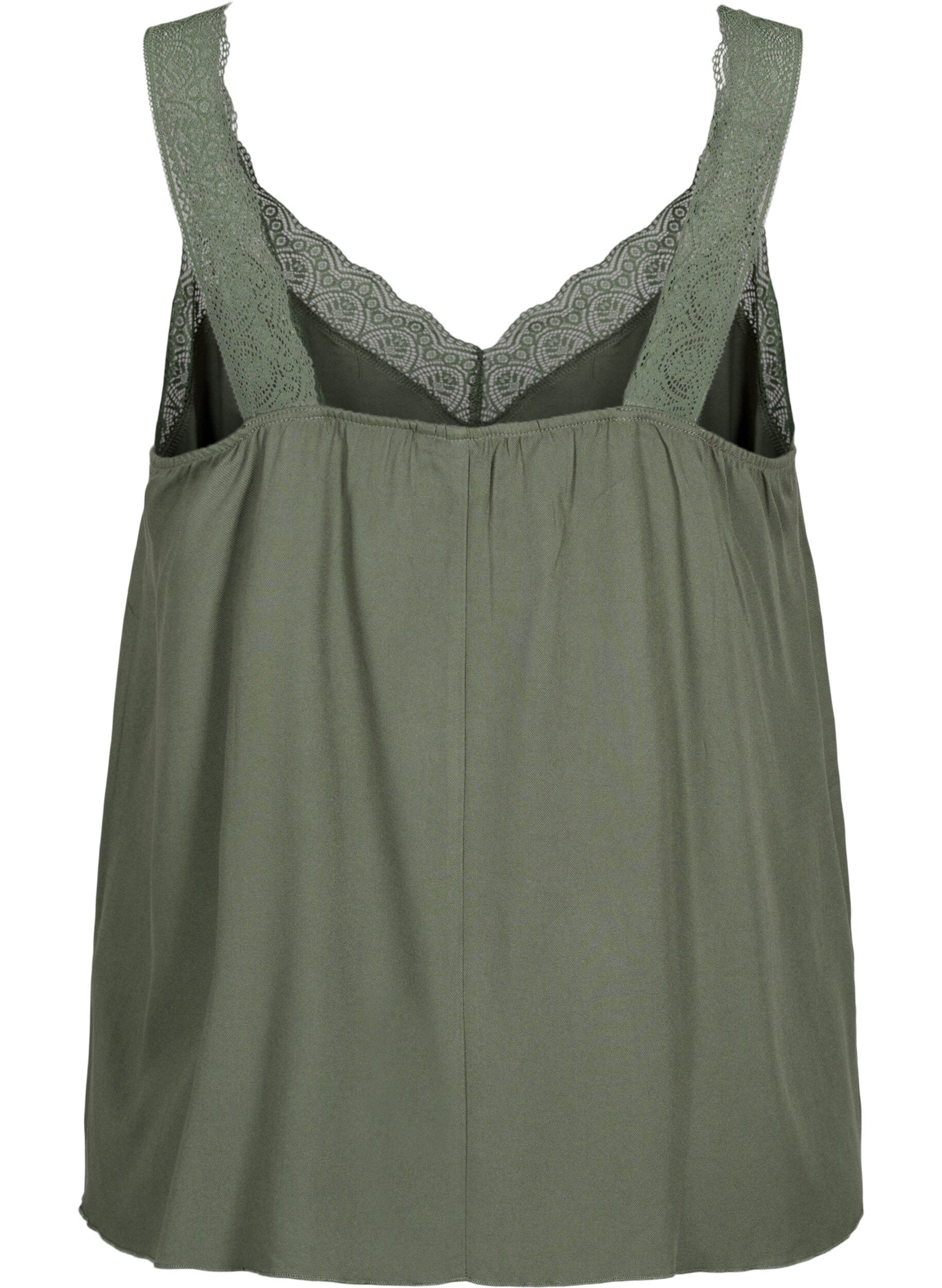 Zizzi Kanten topje van viscose, Thyme, Packshot image number 1