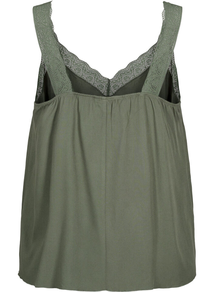 Kanten topje van viscose, Thyme, Packshot image number 1