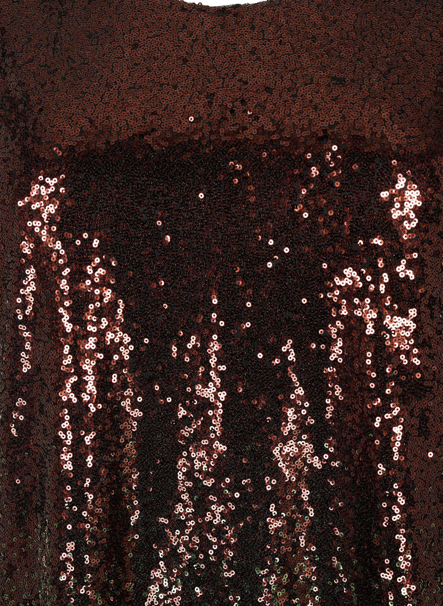 Zizzi Paillettenjurk met ballonmouwen, Scarab Ch. Coffee, Packshot image number 2