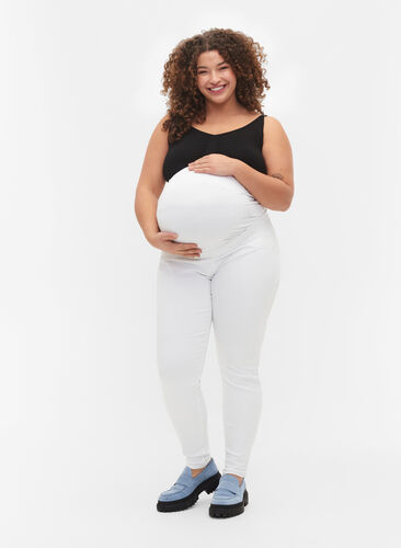 Zwangerschapsjeggingbroek van katoen, White, Model image number 0