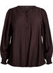 Viscose blouse met smock en geplooide details, Bruin, Packshot image number 0