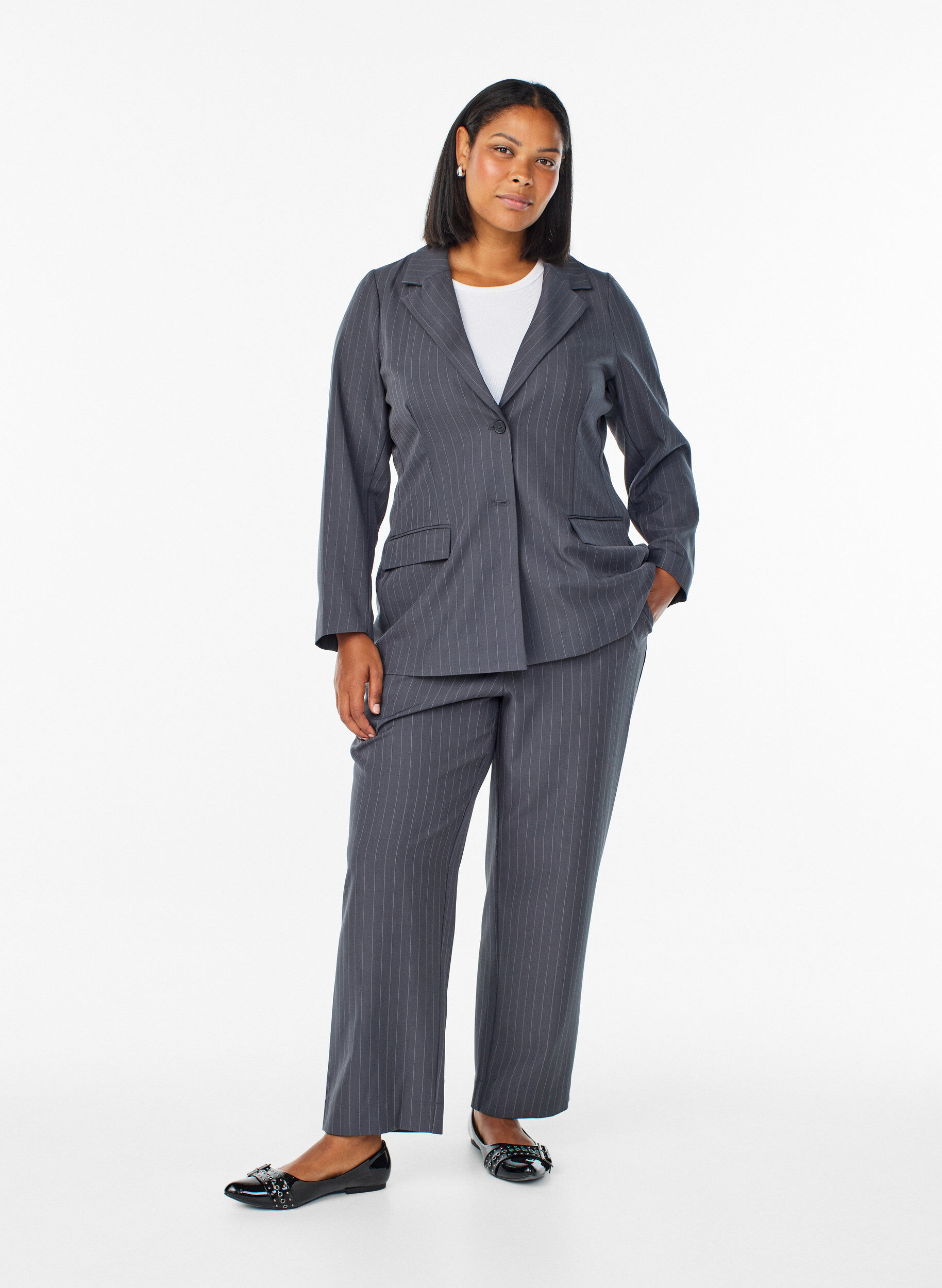 ZizziBlazer met zakken en splitjes, Grijs, Model image number 1
