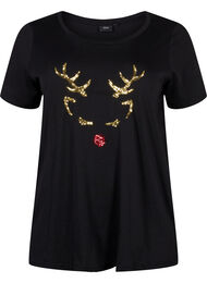 Kerst t-shirt in katoen, Black Reindeer
