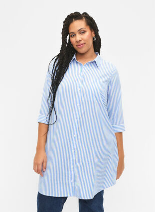 Lang gestreept shirt met 3/4 mouwen, Marina W. Stripe, Model image number 0