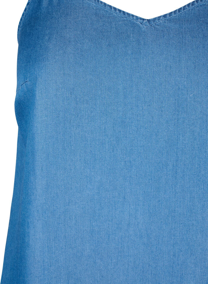 Midi denim jurk met spaghettibandjes, Blauw, Packshot image number 2