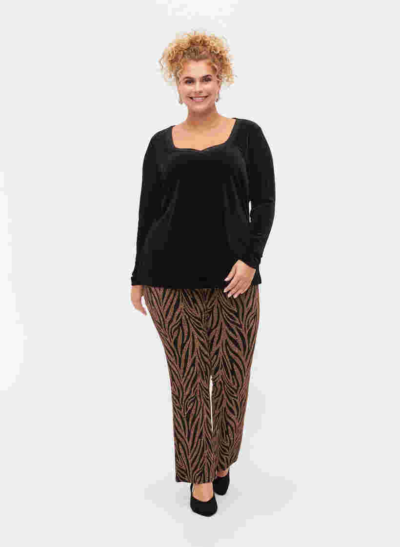 Gedessineerde broek met glitter, Black Lurex AOP, Model image number 0