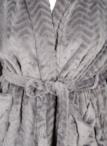 Korte badjas met zakken en patroon, Dark Grey, Packshot image number 2