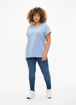 Gemêleerd T-shirt met korte mouwen, Moonlight Blue Mel. , Model image number 2