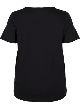 T-shirt met korte mouwen en kanten details, Black, Packshot image number 1