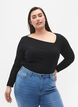 Lange mouw t-shirt met asymmetrische snit, Black, Model image number 0