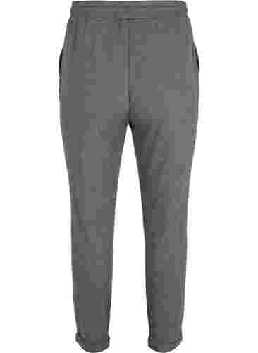 Gemêleerde broek met trekkoord en steekzakken, Black Melange, Packshot image number 1