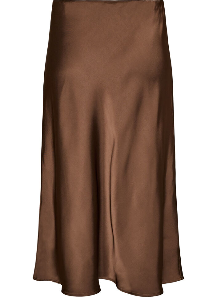 Satijnen midi rok, Bruin, Packshot image number 1