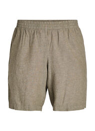 Shorts met hoge taille in linnen en viscose, Groen