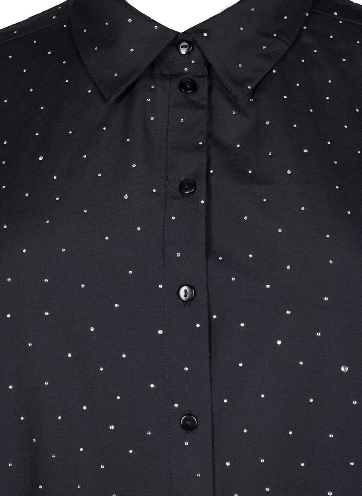 Shirt met strassteentjes, Black, Packshot image number 2