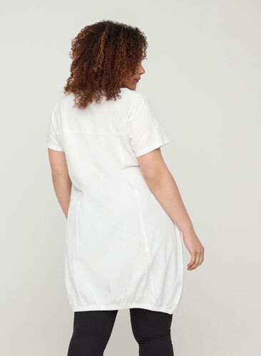 Katoenen jurk met korte mouwen, White, Model image number 1