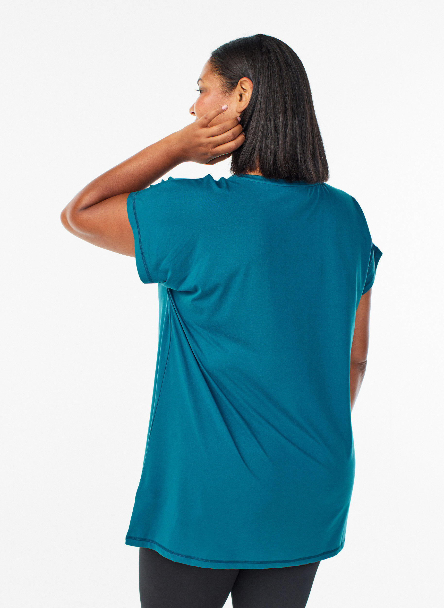 Zizzi Lang workout T-shirt, Blauw, Model image number 2
