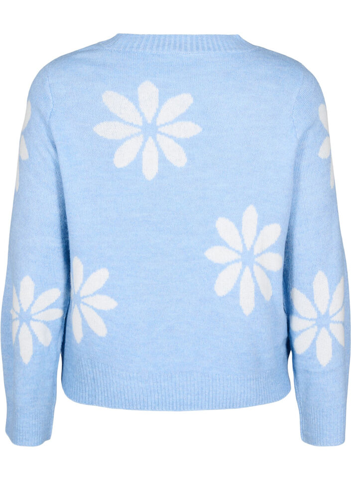 Gebreide blouse met bloemen, Della R. Blue Comb, Packshot image number 1