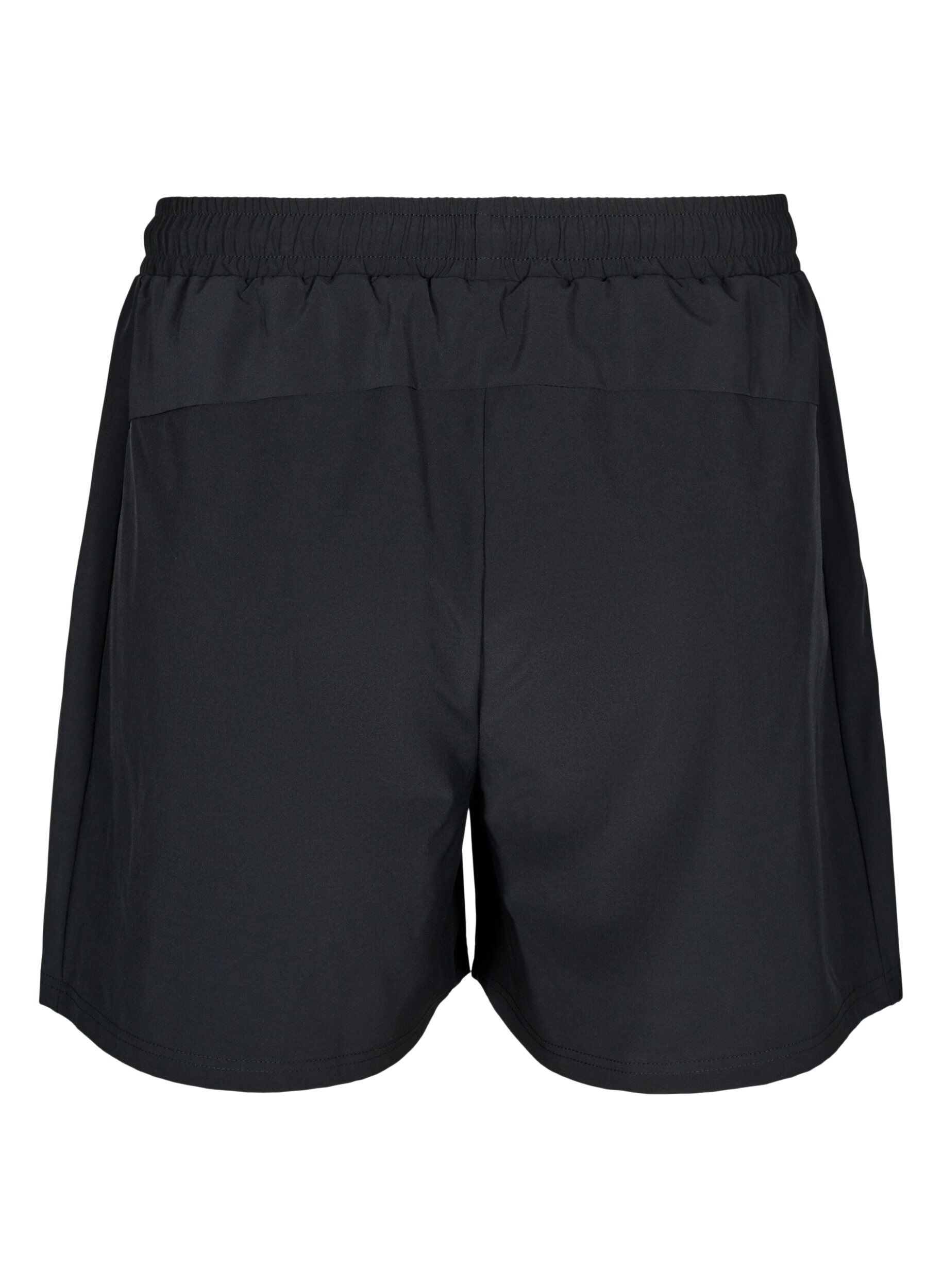 Zizzi Trainingsshort met binnenbroekje, Zwart, Packshot image number 1