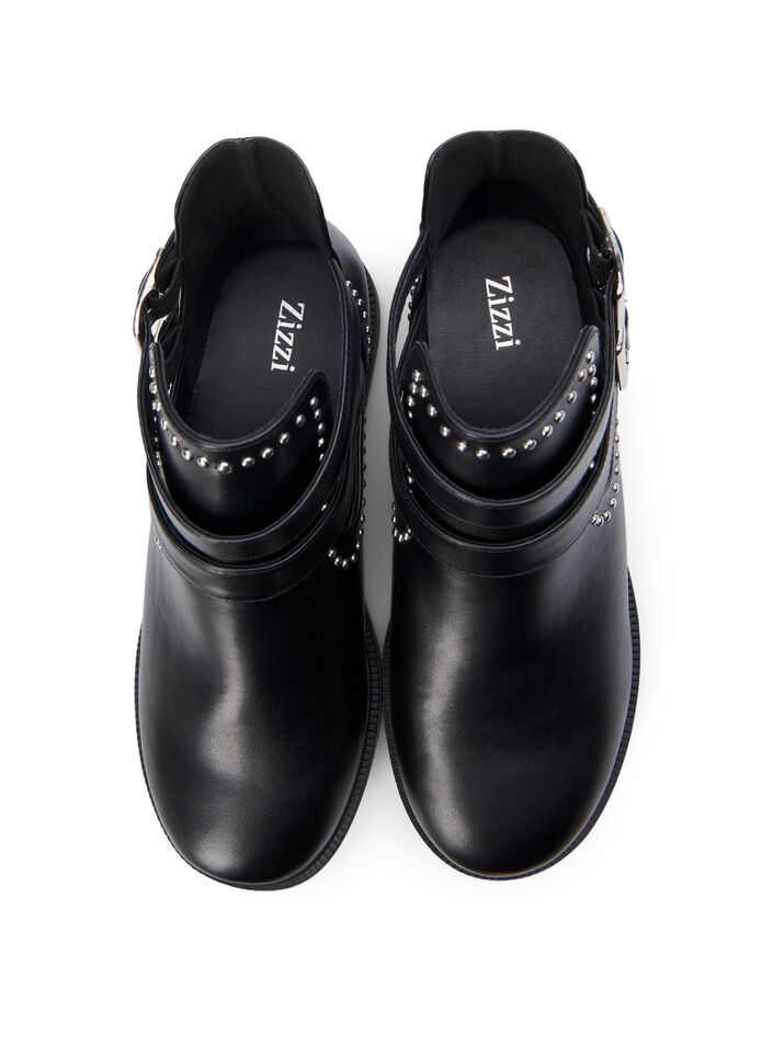 Wide fit - Enkellaarsjes met studs, Black, Packshot image number 2
