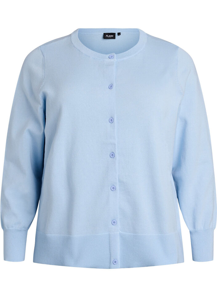 Fijngebreide vest met ronde hals, Blauw, Packshot image number 0