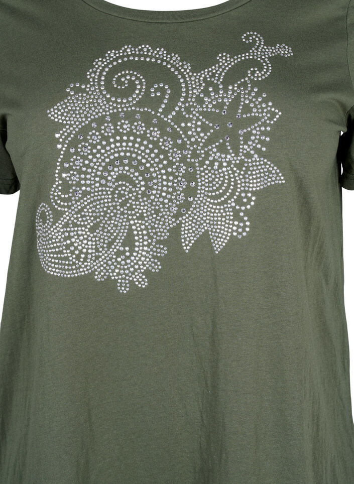 Katoenen T-shirt met strasmotief, Thyme w. Rhinestones, Packshot image number 2