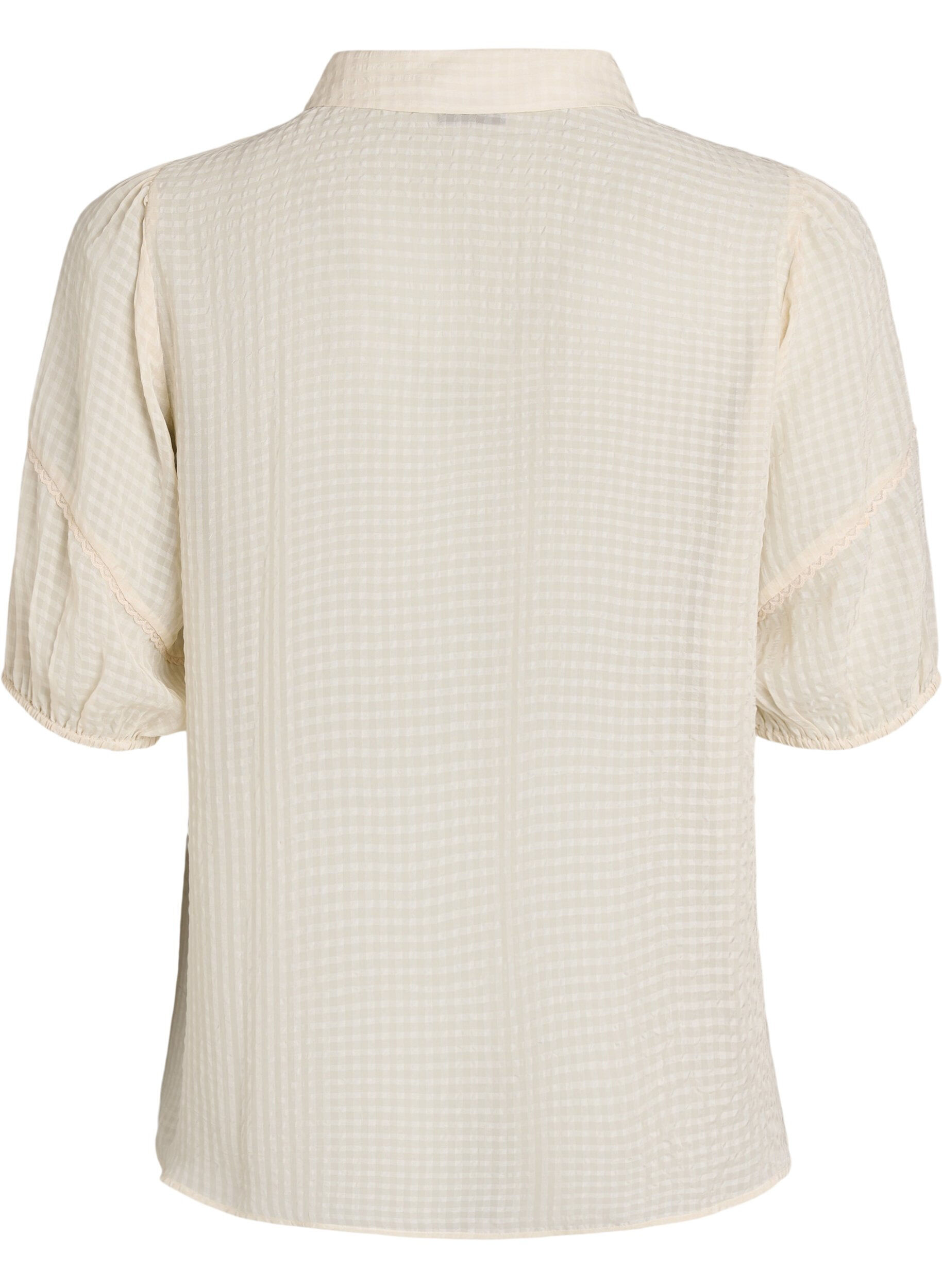 ZizziBlouse in seersucker met strikkoord, Beige, Packshot image number 1