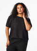 Blouse met korte mouwen en patroon met kant, Black, Model image number 0