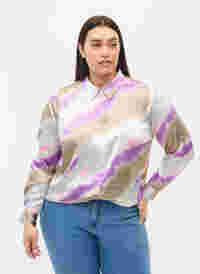 Kleurrijk overhemd in satijnlook, Watercolor, Model
