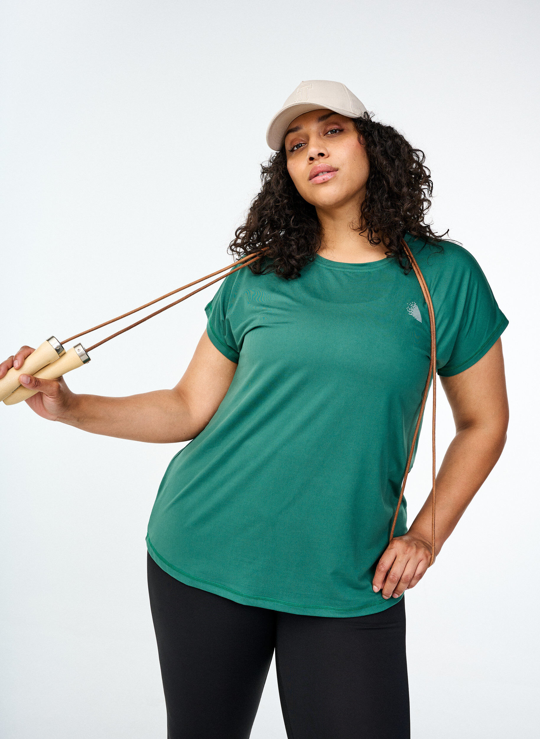 Zizzi Effen gekleurd T-shirt voor sporten, Groen, Image image number 0